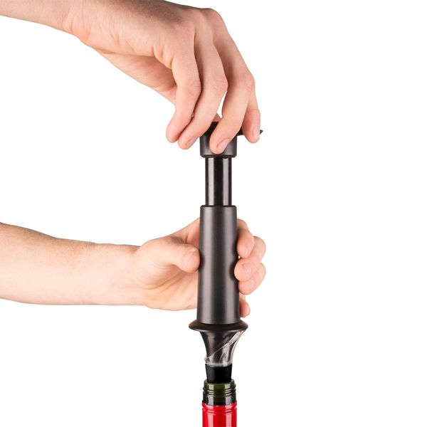 Вакуумный насос для вина  Black + пробка с каплеуловителем, Vacu Vin, изображение 2